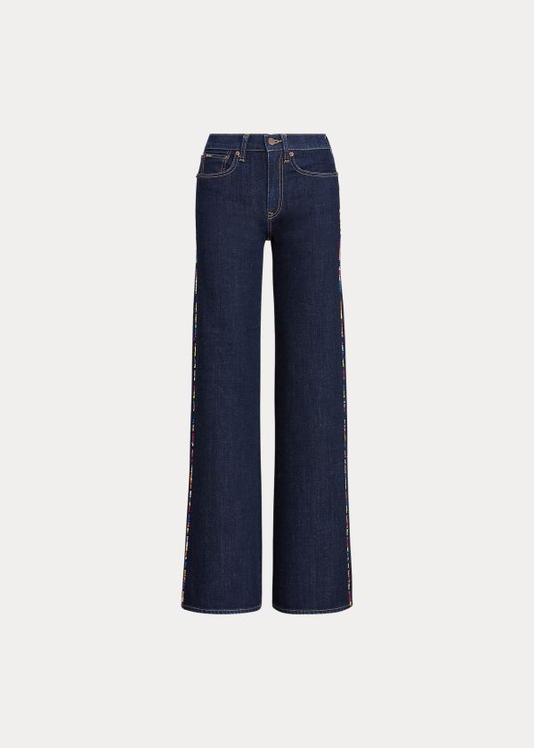 Jeans Polo Ralph Lauren Mujer Azules Oscuro - Ulta Stretch Wide-Leg - RTZWC8795
